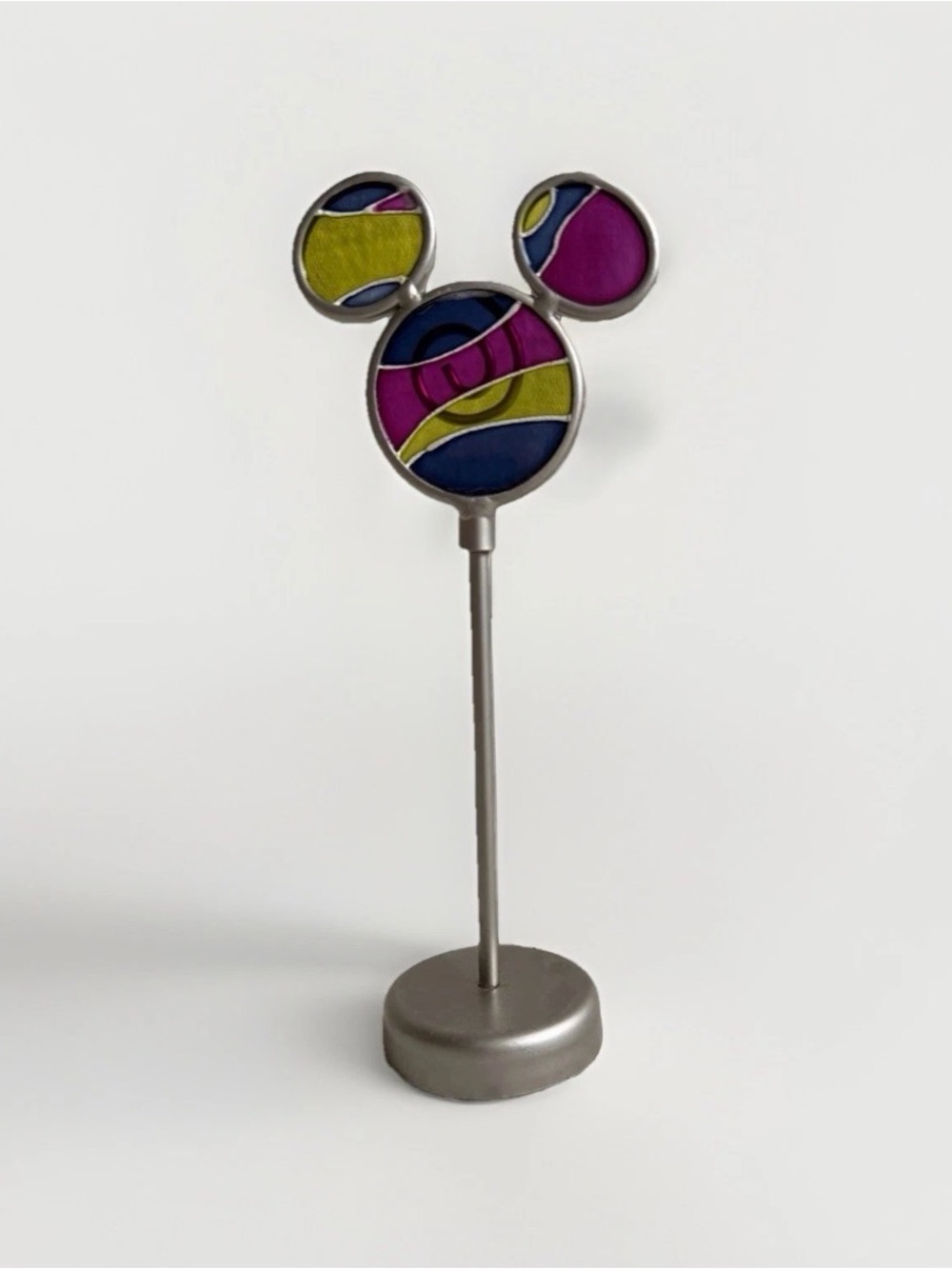 Disney Parks Mickey Mouse Stained Glass Photo Memo Holder Clip VTG Desk Decor